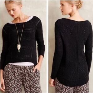 Anthropologie Moth High-Low Mixed Stich Wool Alpaca Pullover Sweater Size XS